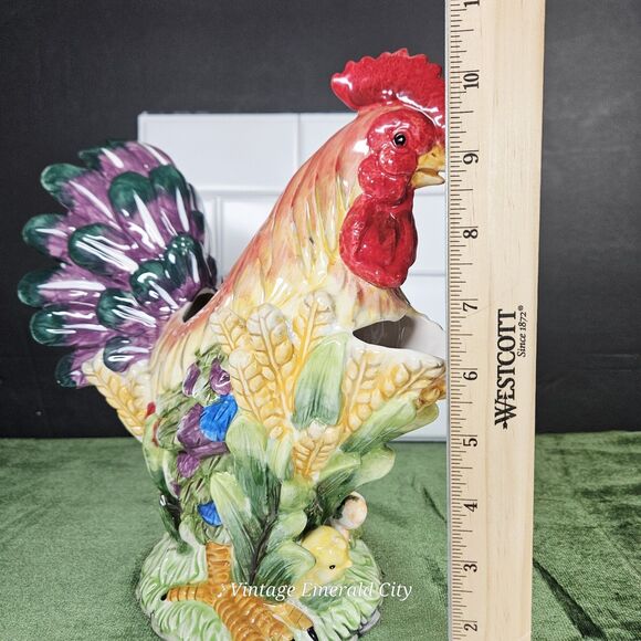 Vtg Decorative Chicken Hand-painted Ceramic 3D Rooster Pitcher Bird Water Jug - Picture 11 of 12